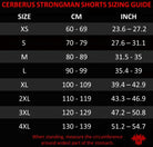 Cerberus Strongman Shorts V2 Red sizing chart