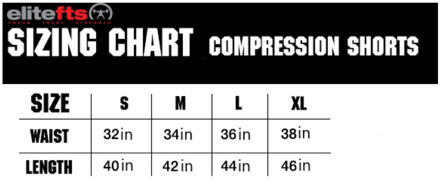 Compression short size chart