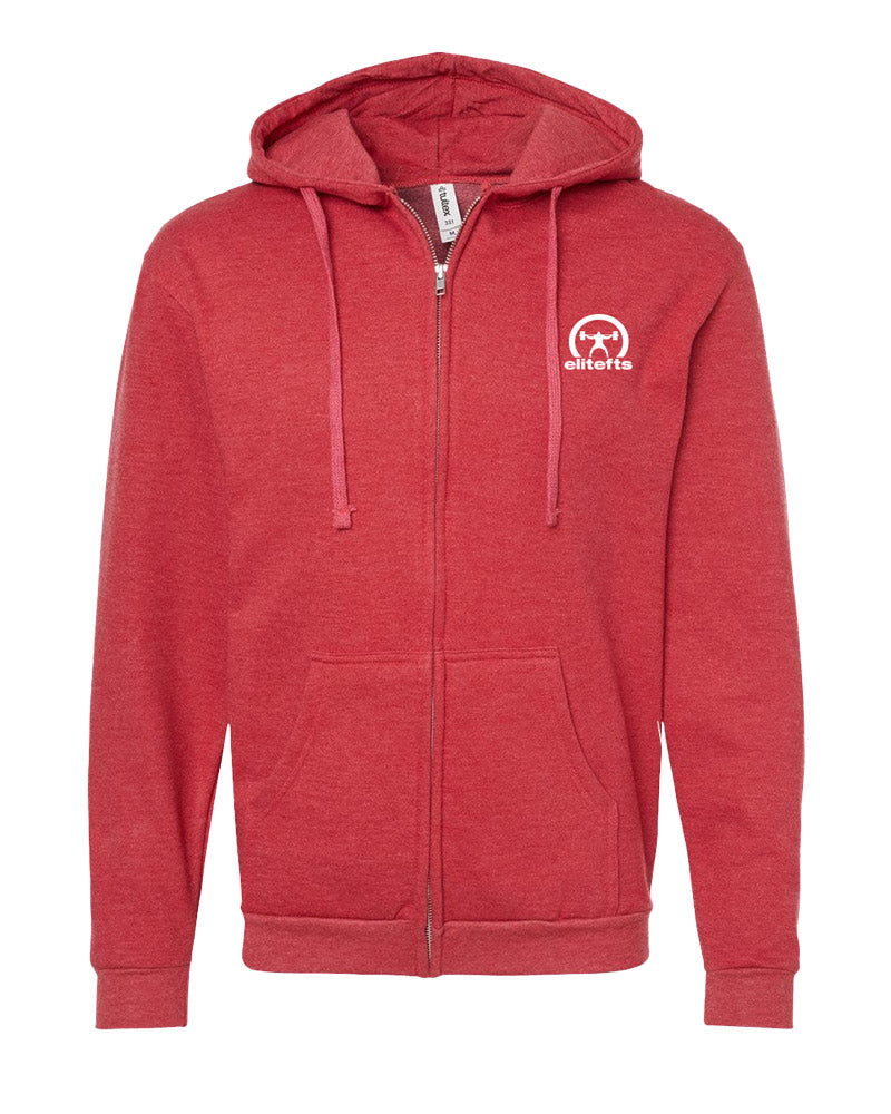 elitefts Crescent White 3x3 Full Zip Hoodie red