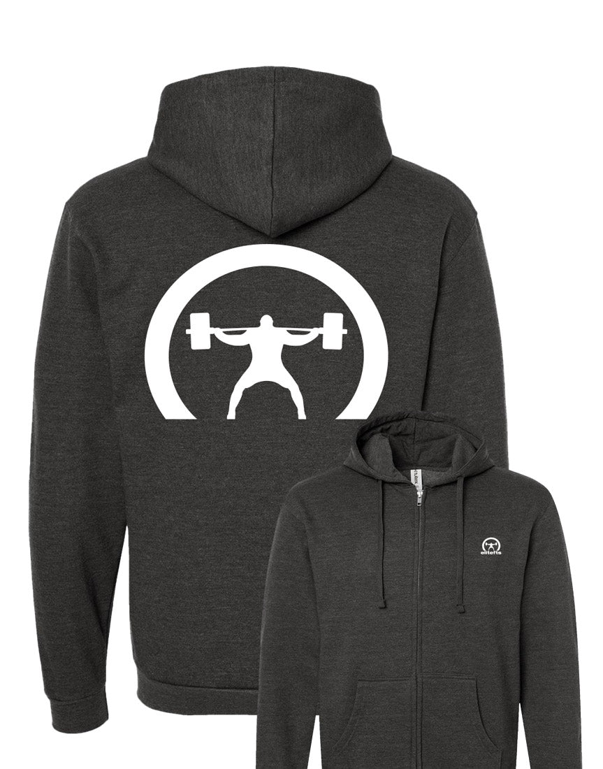 elitefts Crescent Only White Full Zip Hoodie black