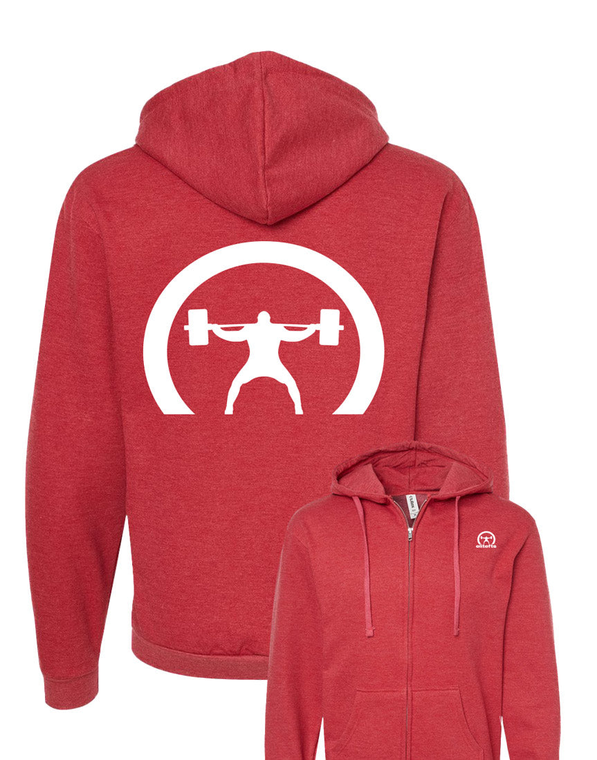 elitefts Crescent Only White Full Zip Hoodie red