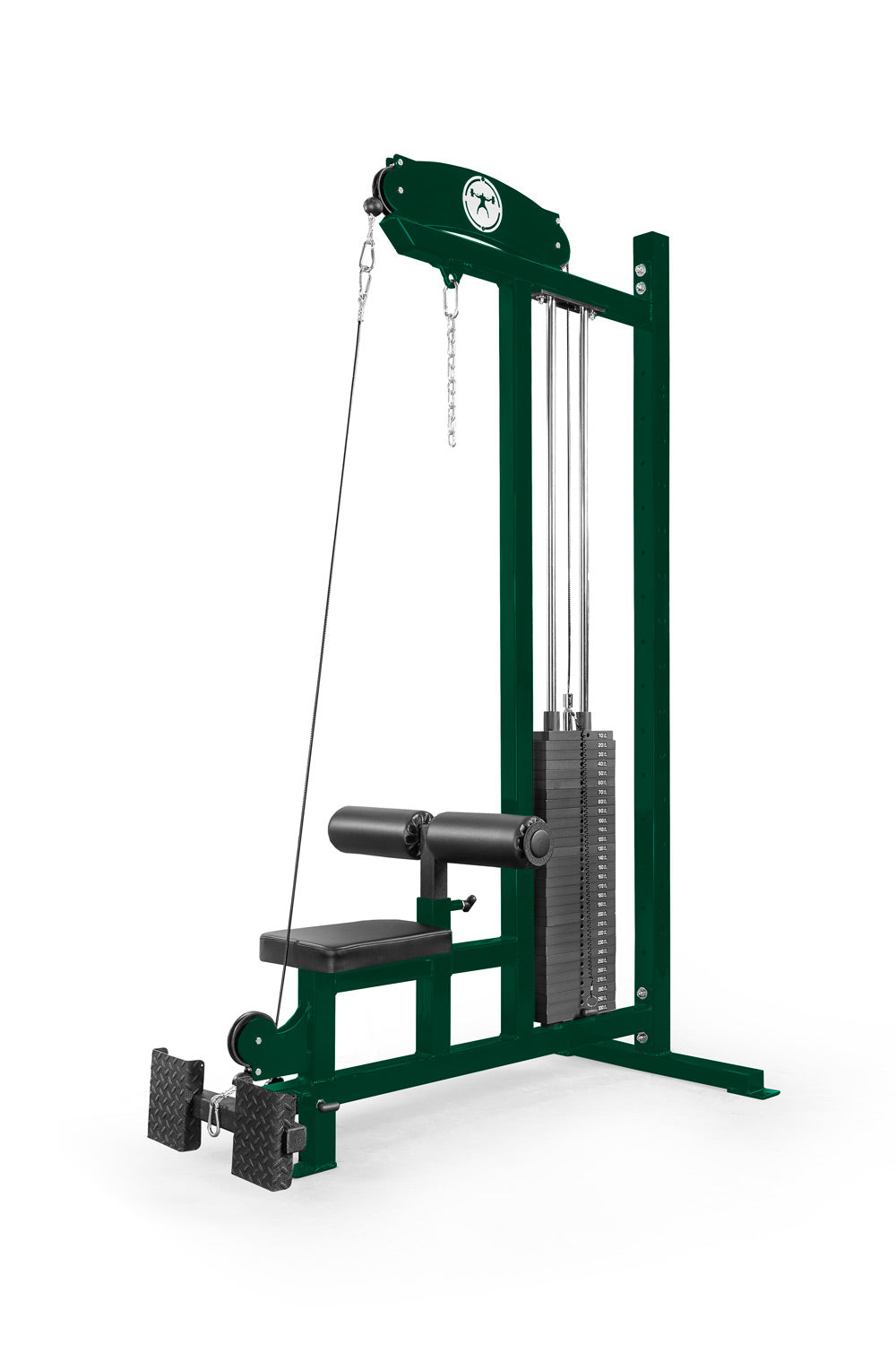 Green cable machine gym equipment on a white background