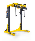 Yellow and black car lift with 'ELITEFTS' branding on a white background