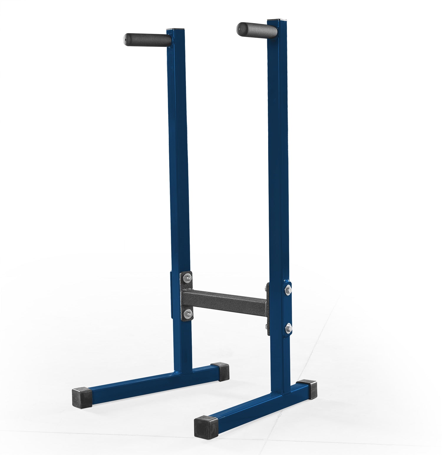 Blue metal squat rack on a white background