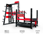 Red and black weightlifting rack with 'Power Racks' branding on a white background