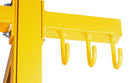 Yellow metal frame with hooks on a white background