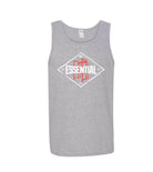 image presenting a grey tank top with the Essential Decal