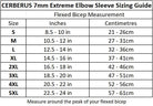 picture of CERBERUS 7MM EXTREME ELBOW SLEEVE SIZING CHART
