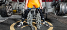 picture of deadlift loader straps being used for chains on deadlift