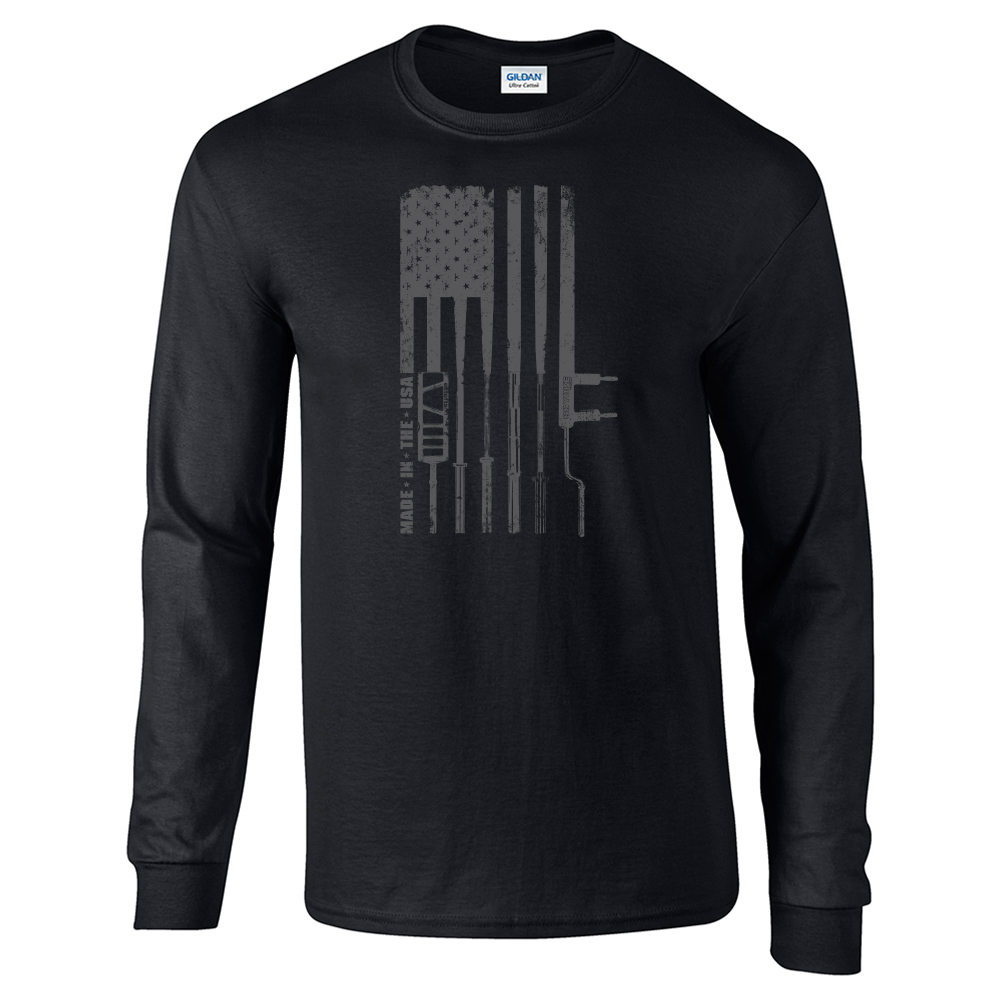 picture of elitefts Flag Barbell Long Sleeve T-Shirt black