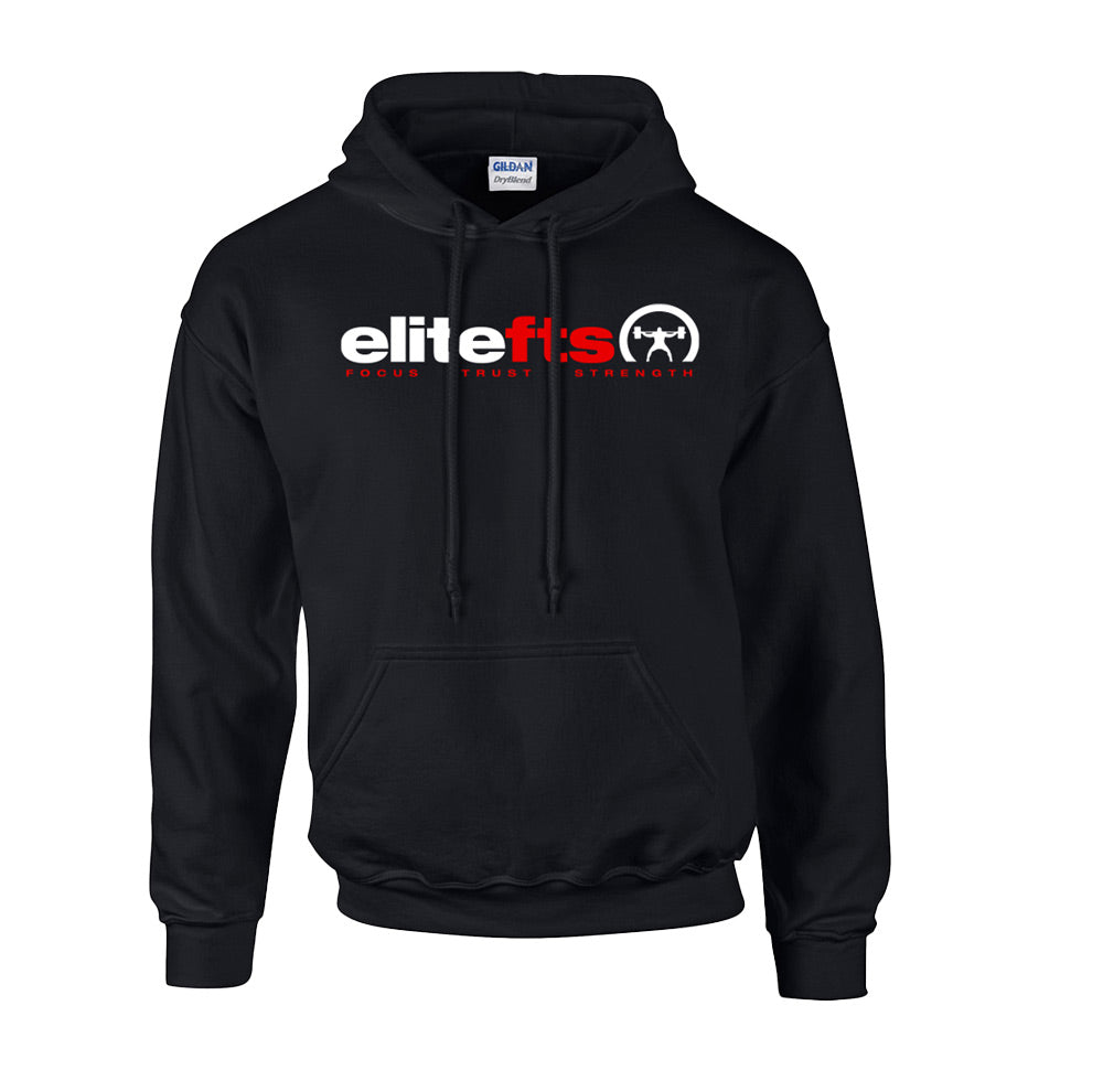 elitefts Tagline Red White Hoodie black