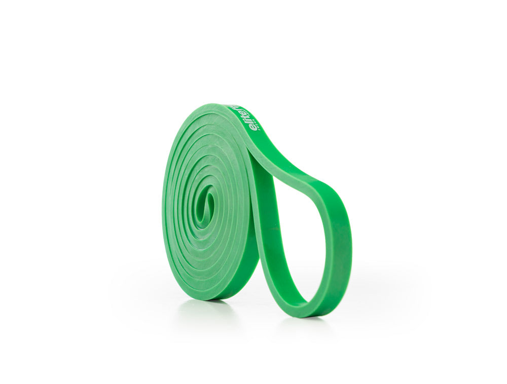 Green resistance band on a white background