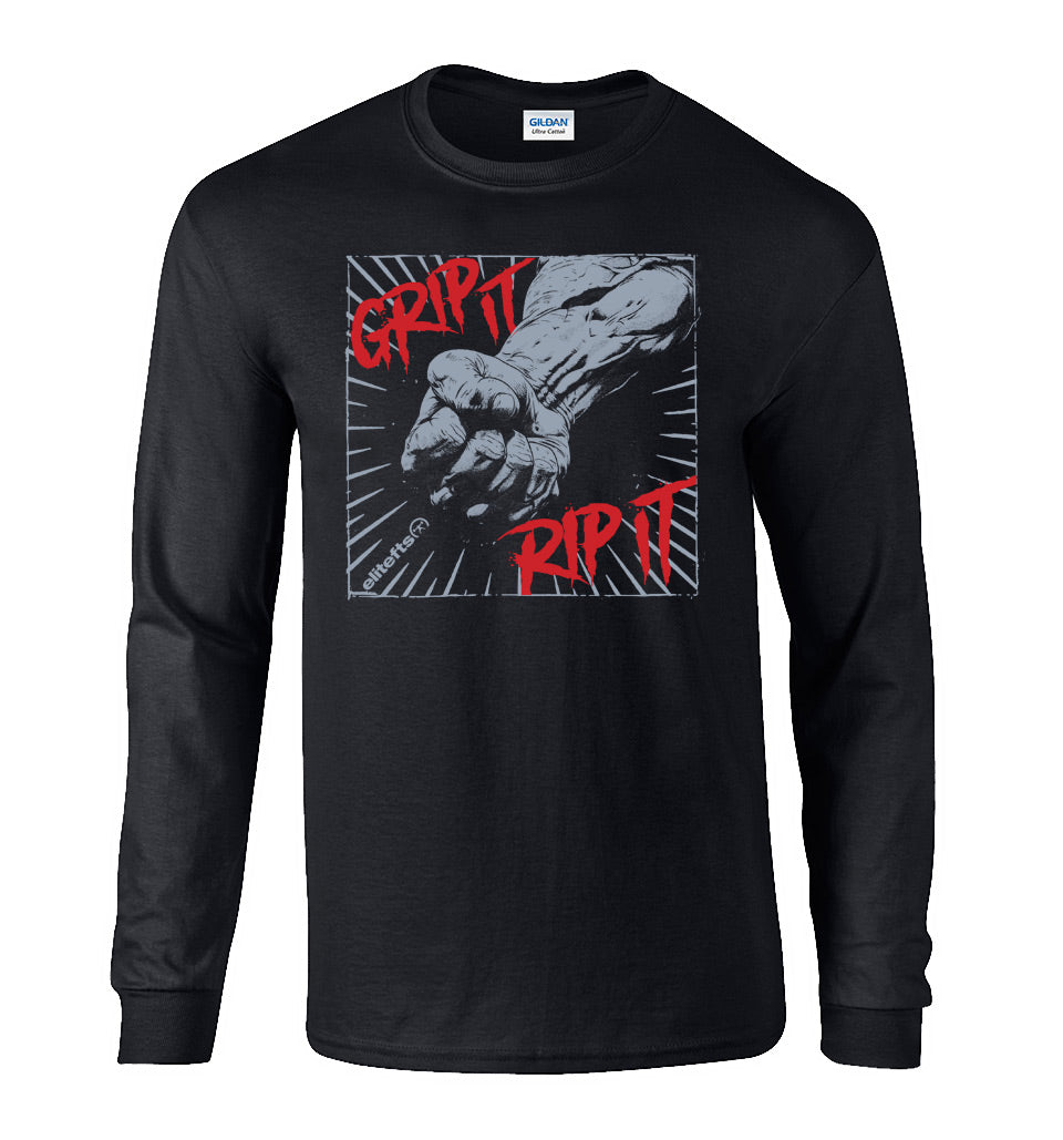 elitefts grip it long sleeve shirt black