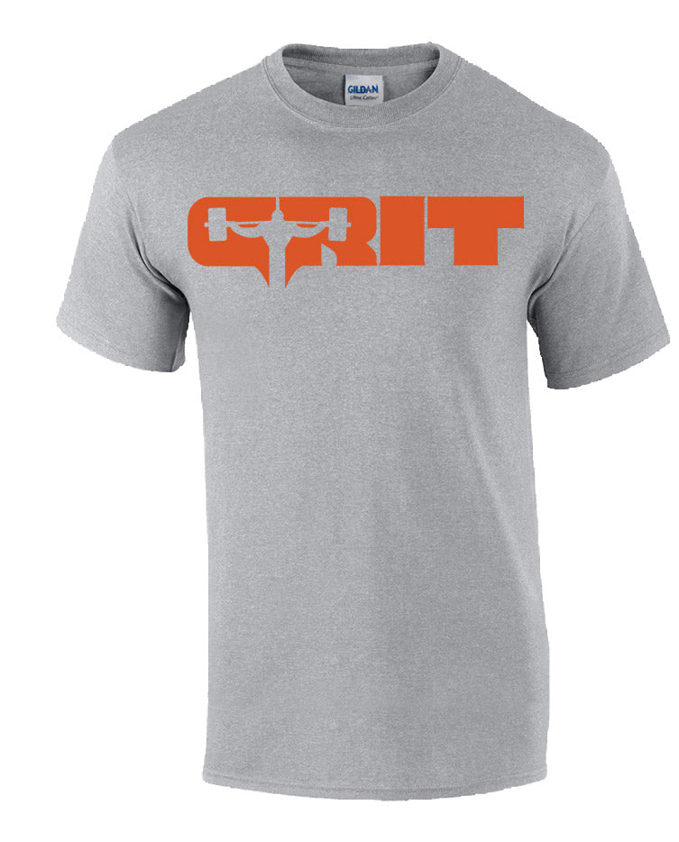 picture of elitefts Grit Orange T-Shirt Grey