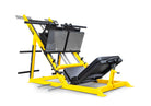 Yellow and black exercise machine on a white background