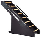 Black Jacobs Ladder with wooden rungs on a white background
