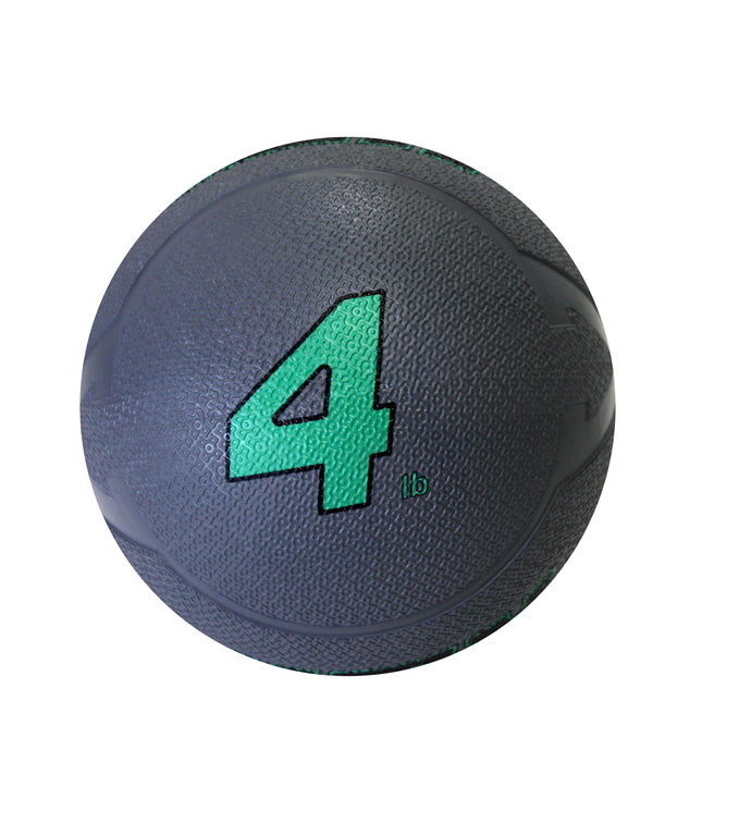 Black medicine ball with green number '4' on a white background