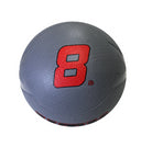 Gray medicine ball with a red number '8' on a white background