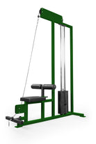 Green cable machine gym equipment on a white background
