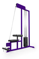 Purple cable machine gym equipment on a white background