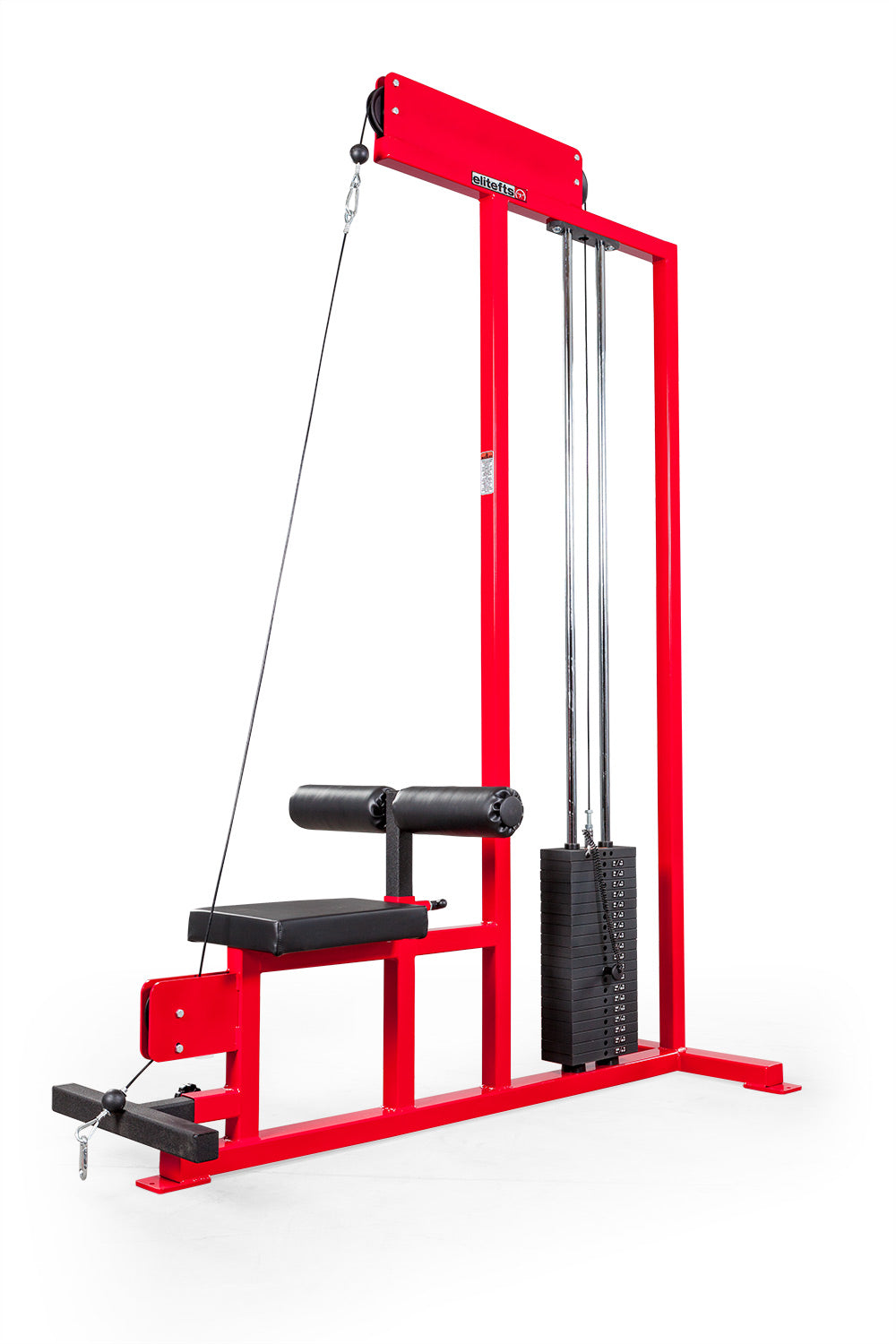 Red cable machine gym equipment on a white background