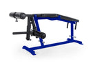 Blue and black weightlifting machine on a white background