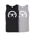 picture showing two tank tops with the Crescent EliteFTS decal, one black and one gray