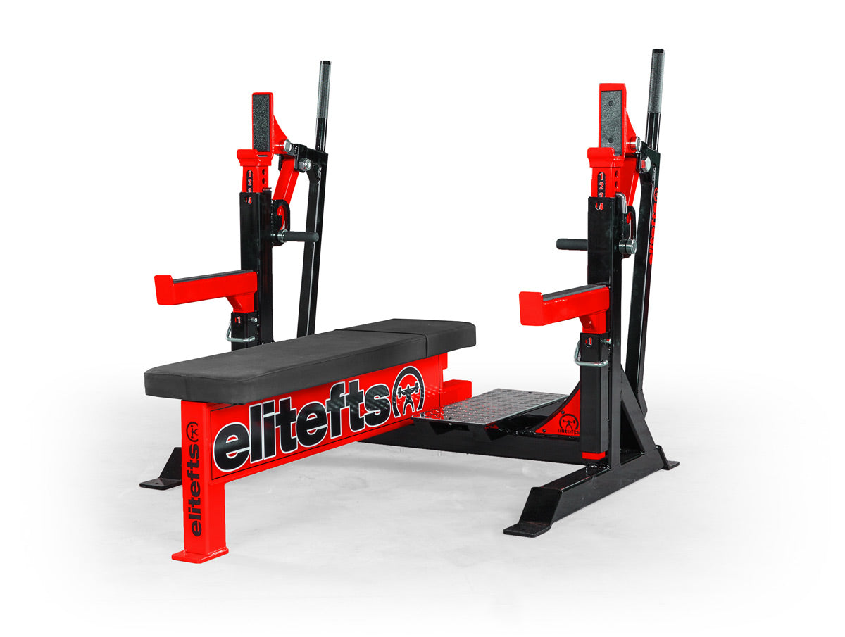 elitefts Signature Competition Olympic Bench with Safeties Foot Lever and Logo Panels