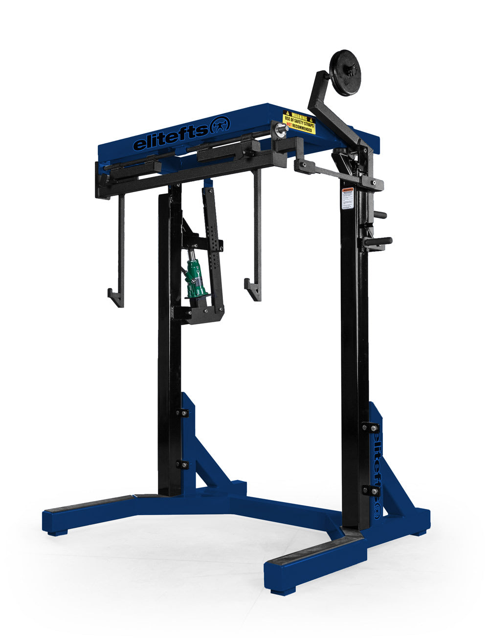 Blue and black weightlifting machine on a white background