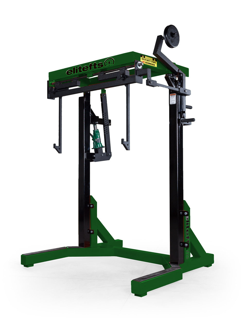 Green and black weightlifting machine on a white background