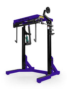 Purple and black weightlifting machine with 'elitefts' branding on a white background