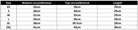 picture of Metal M Knee/Elbow Sleeves size chart