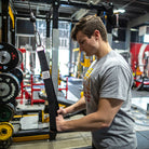 picture of nylon triceps strap in use for pulldowns