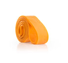 Orange rubber band on a white background
