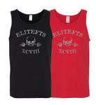 someone wearing a tank top with a pirate EliteFTS decal on the chest