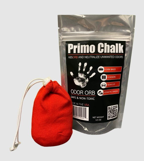 picture of Primo Chalk Odor Orb showing the orb outside the package