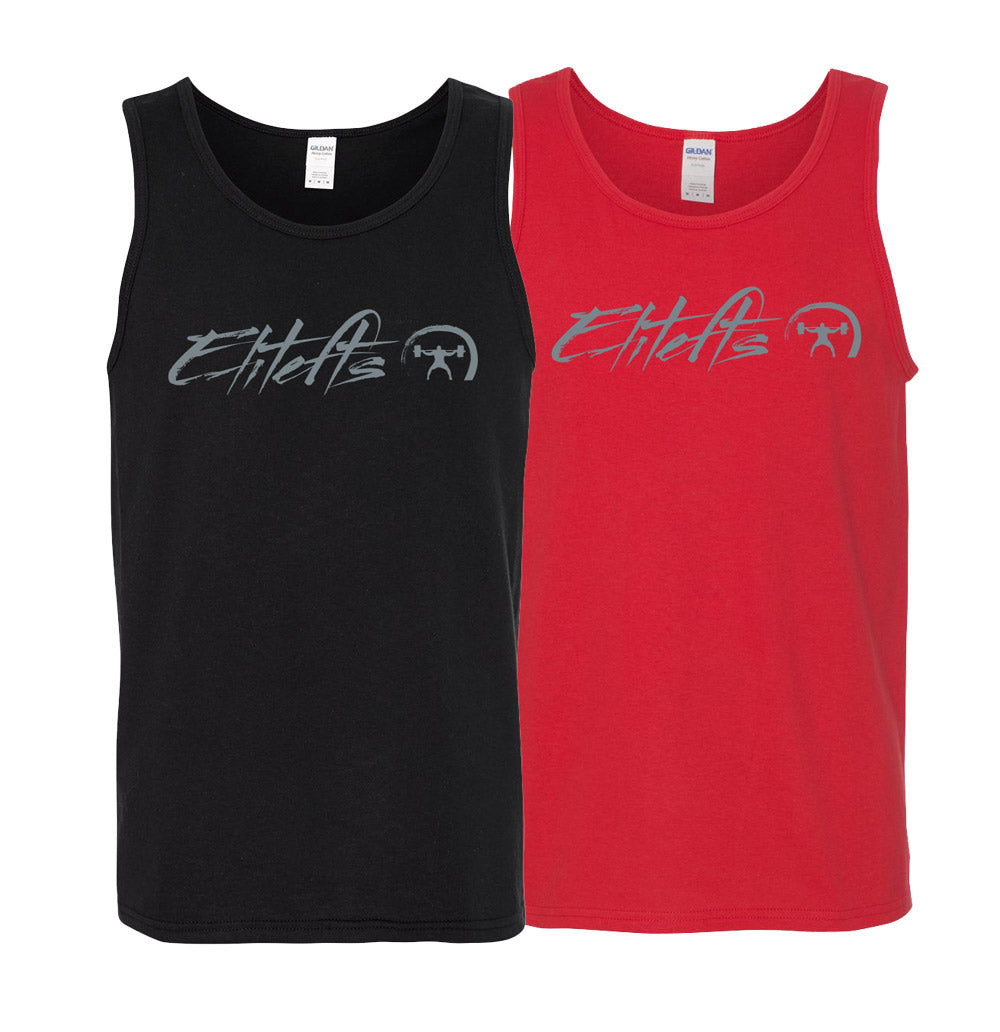 picture of tank top with a Script Saquatter decal on chest