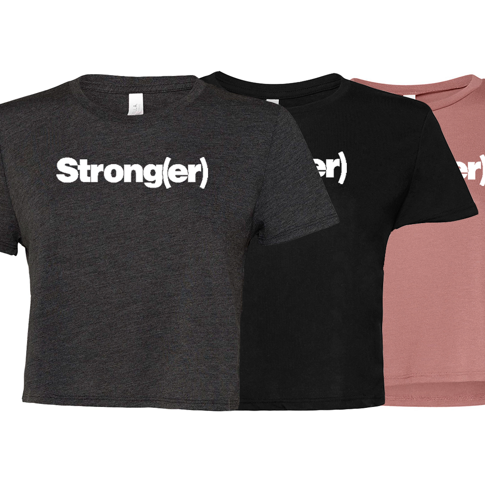 elitefts Strong(er) White Women's Flowy Cropped Tee