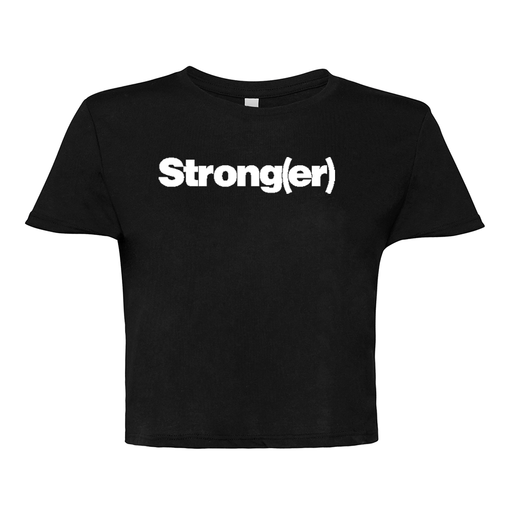 elitefts Strong(er) White Women's Flowy Cropped Tee black