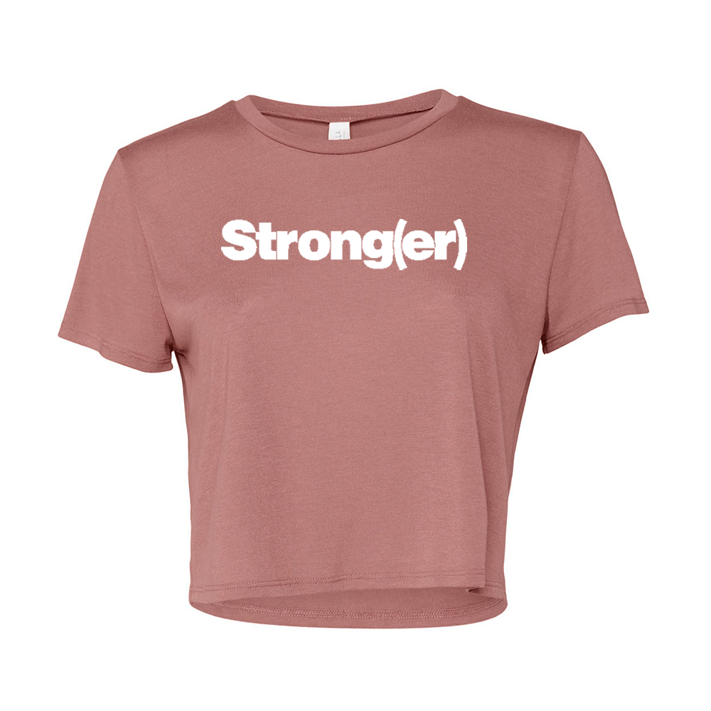 elitefts Strong(er) White Women's Flowy Cropped Tee mauve