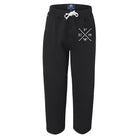 a pair of black open bottom sweatpants with the EFX decal on the left side