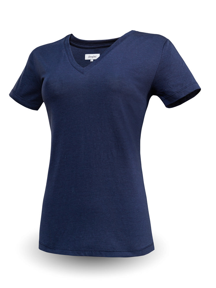 Navy blue t-shirt on a white background