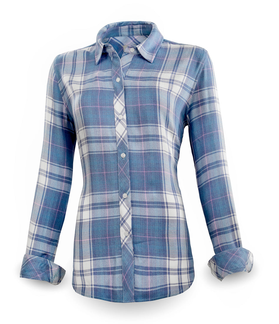 Blue plaid shirt on a white background