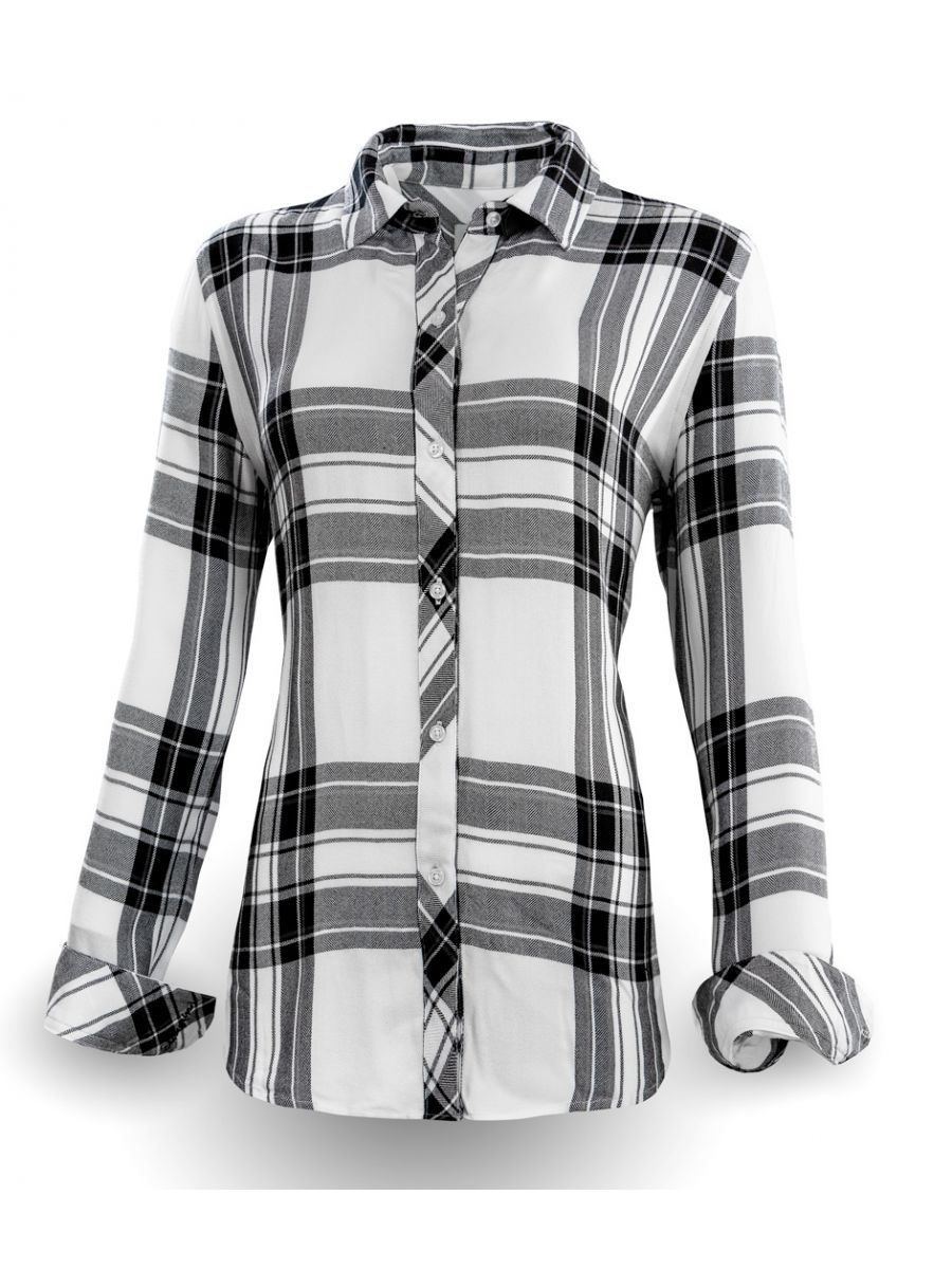 Black and white plaid shirt on a white background