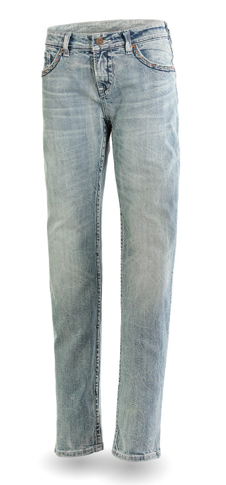 Light blue jeans on a white background