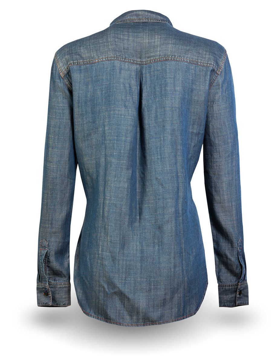 Blue denim shirt on a white background