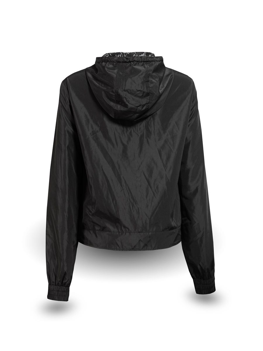 Black hooded jacket on a white background