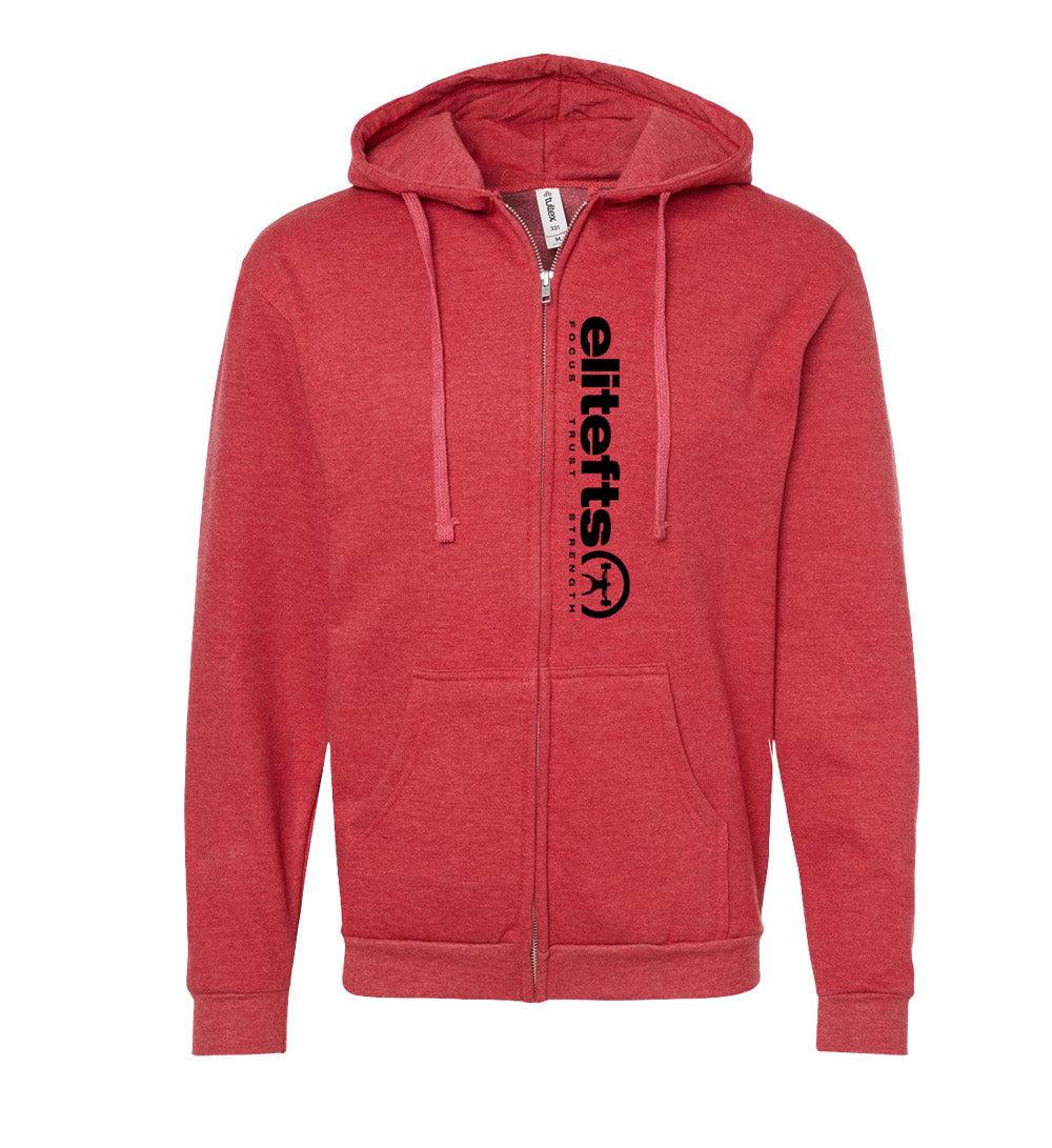 elitefts Tagline Black Full Zip Hoodie red