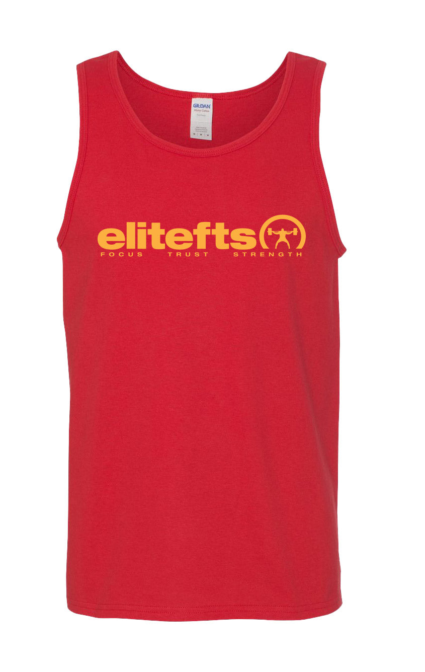 elitefts Tagline Gold Tank Top red