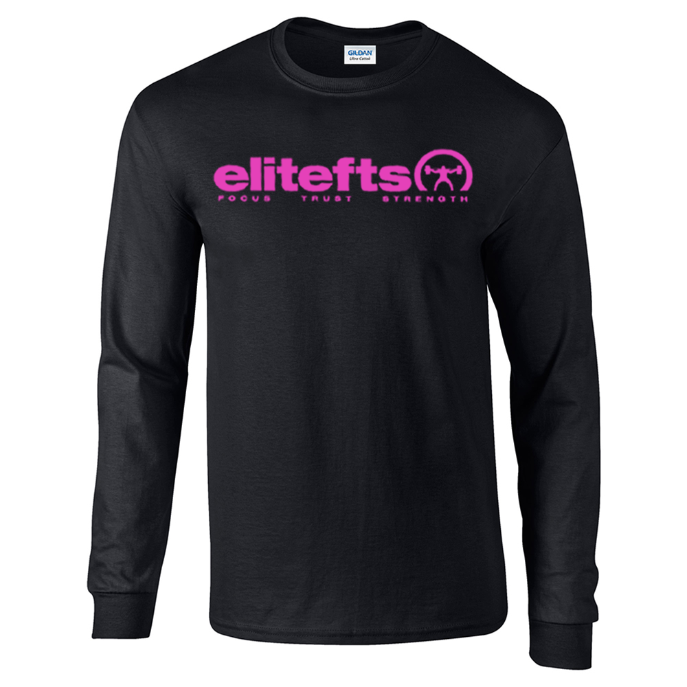 elitefts Tagline Pink Long Sleeve T-Shirt black